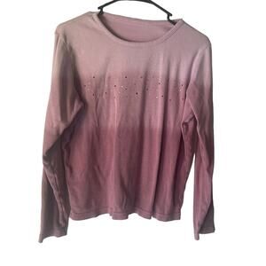 Women's Size XL 90s Pink Jeweled Britney Spears Long Sleeve Shirt